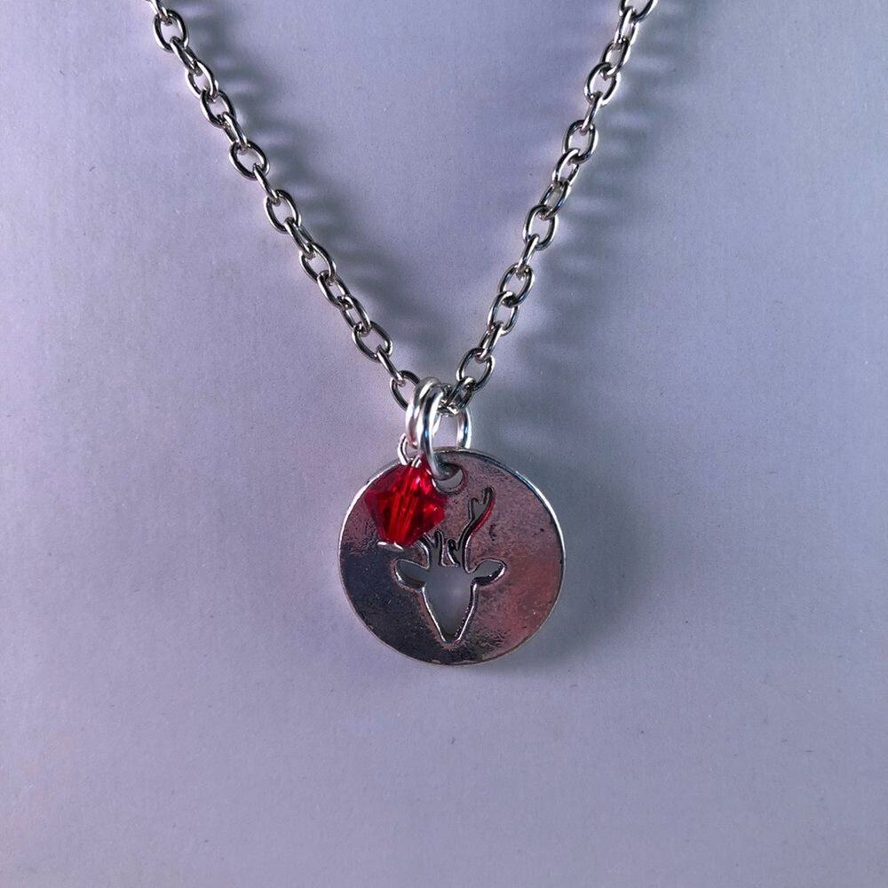 Reindeer Rudolph silhouette charm necklace